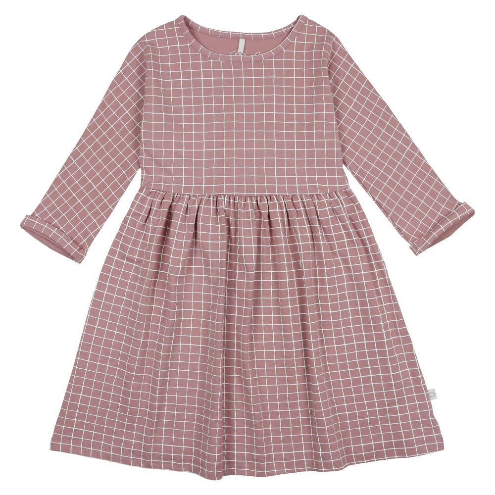 Pouf Baby's Grid Dress 3/4 Sleeve
